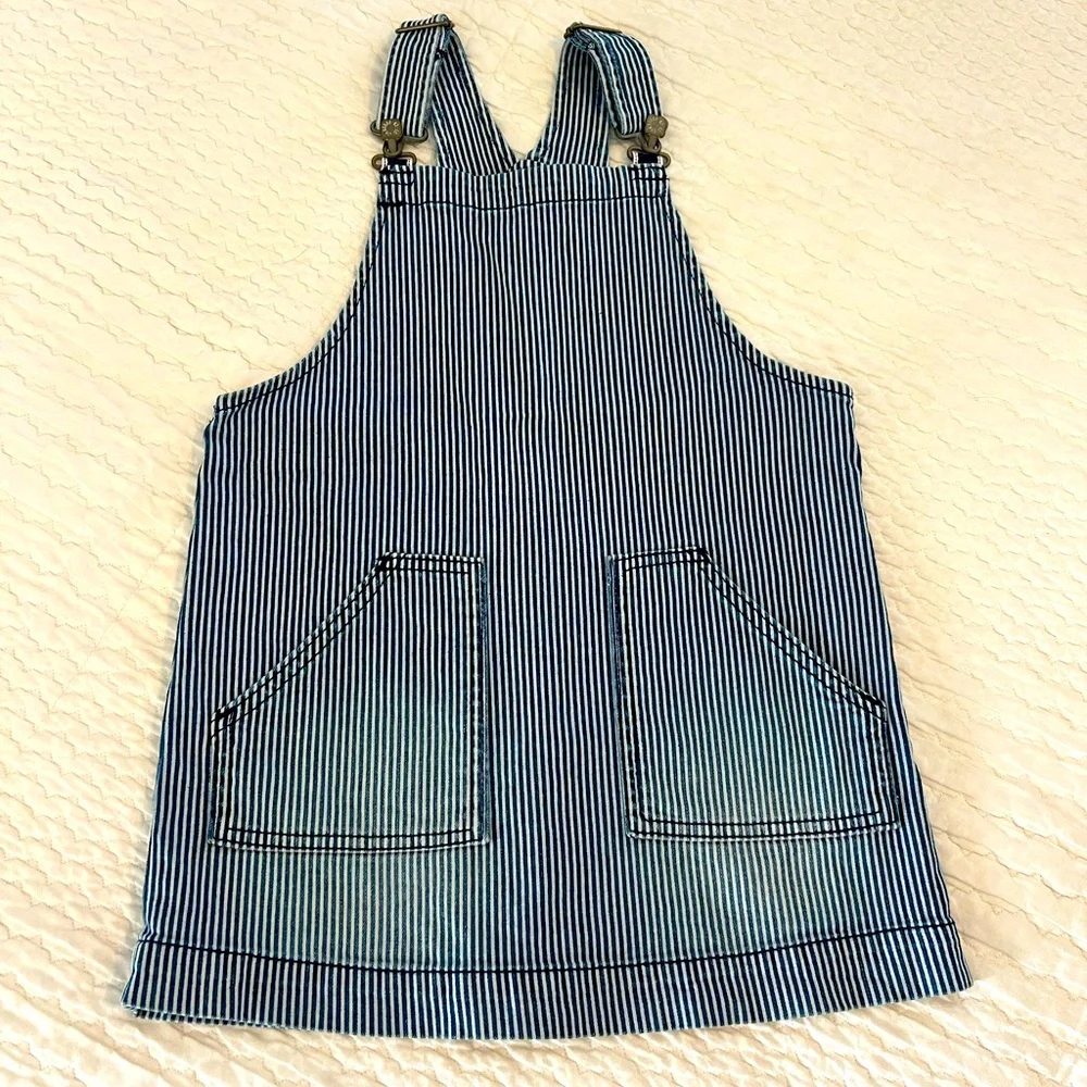 Gymboree, Striped Denim Overall Dress 👗, Size 6 - Picture 1 of 6